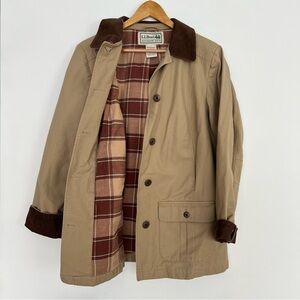 LL Bean Chore Coat Plaid Lined Corduroy